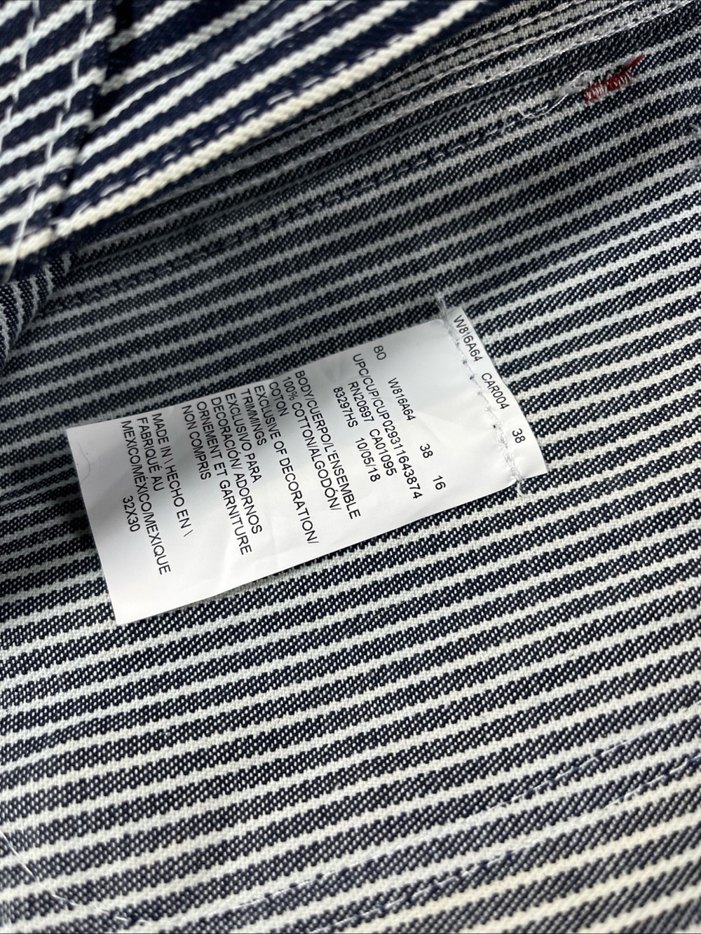Dickies Overalls Men’s 32x30 Striped Conductor Railroad Cotton Bib NWT - Picture 6 of 12
